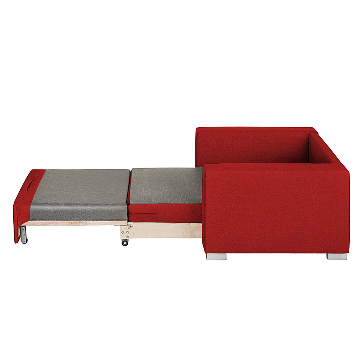 SCHLAFSESSEL - Silberfarben/Rot, Textil (110/90/90cm) - home24