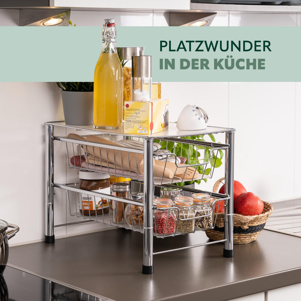 SCHUBLADENREGAL, silber - Chromfarben, Metall (27.5/31/42.5cm) - bremermann