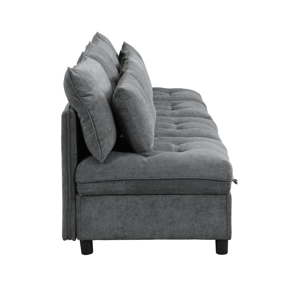 SOFA Modulares 4-Sitzer mit Schlaffunktion und Stauraum Chenille Bezug Antique Gray 360/95/80 cm - Dunkelgrau, Kunststoff (274/87/76cm) - OKWISH