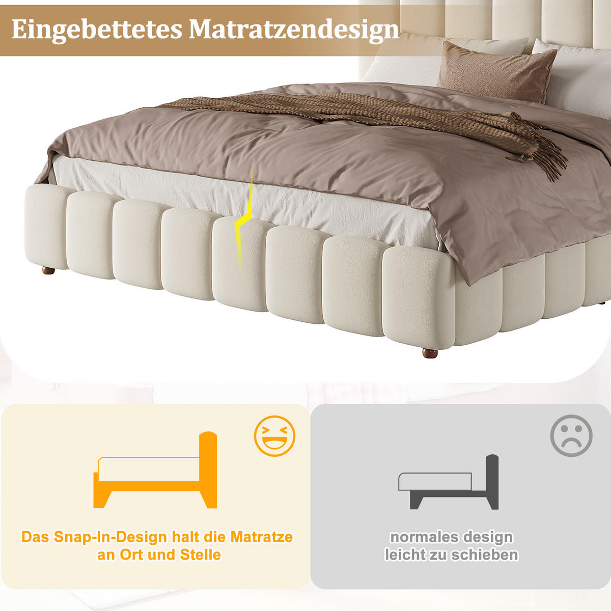 POLSTERBETT 160x200 cm Beige Samt mit Stauraum - Beige, Textil (160/200cm) - FLIEKS