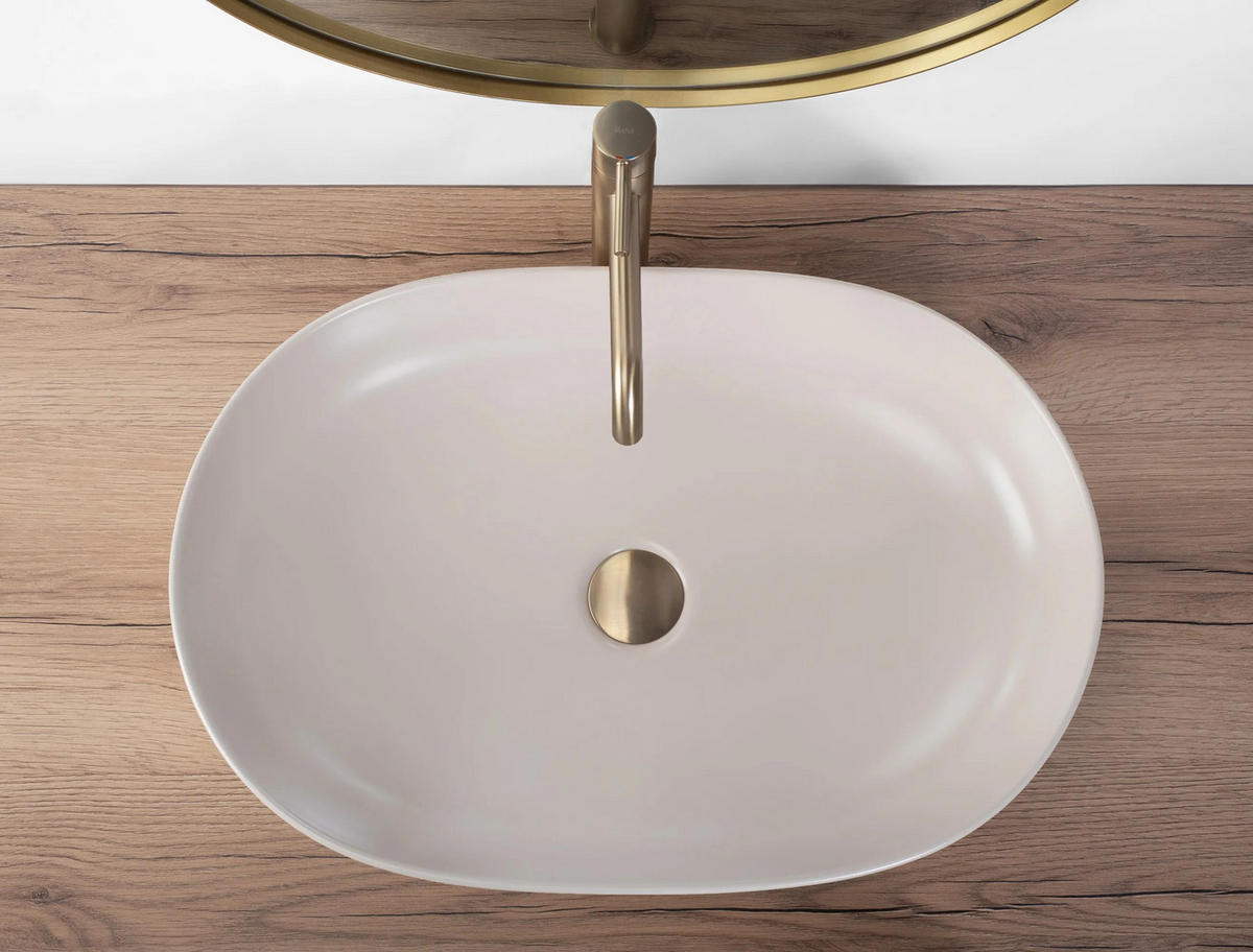 AUFSATZWASCHBECKEN CLEO 61 BEIGE MATT 60,5/41/14 cm - Beige, Keramik (60.5/14/41cm) - REA