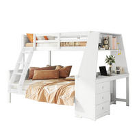 ETAGENBETT 90/200 + 140/200 cm Weiß mit Schreibtisch, Regal und Stauraum - Weiß, Holz (90/200cm) - Flora Grace