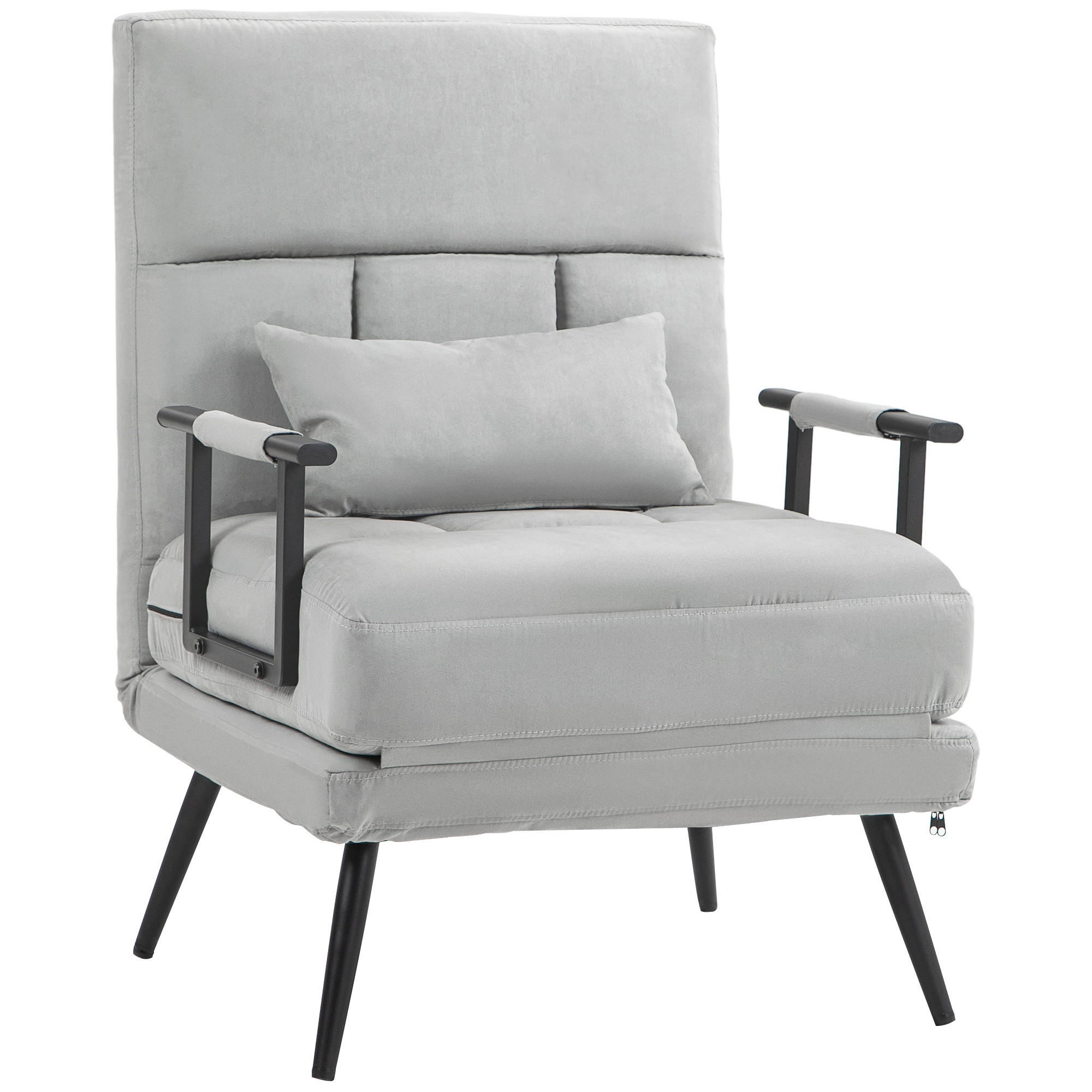 SCHLAFSESSEL 3-in-1 DE-14564 5-fach verstellbar mit Samtbezug Grau - Grau, Metall (71/97/71cm) - ComfortXL