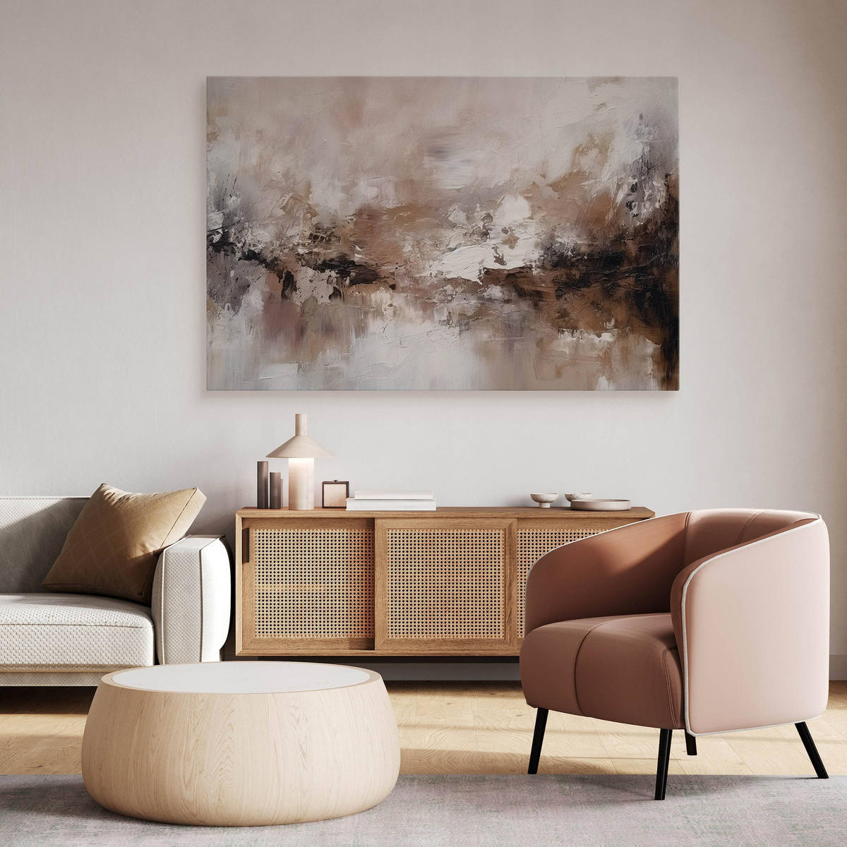 LEINWANDBILD Abstraktion Moderne Kunst 30/20 cm - Beige/Braun, Textil (30/20cm) - Muralo