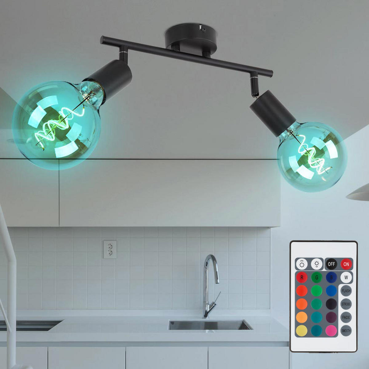 LED DECKENLEUCHTE MARTHA Metall Schwarz - Schwarz, Metall (30/8/15.5cm) - Globo Lighting