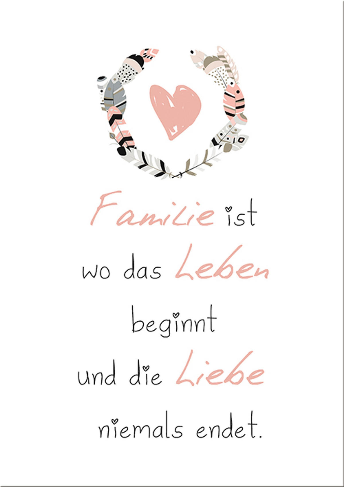 POSTER DIN A4 21x29,7 cm Spruch Familie Liebe Skandi - Beige, Papier (21/29.7/2cm) - artissimo