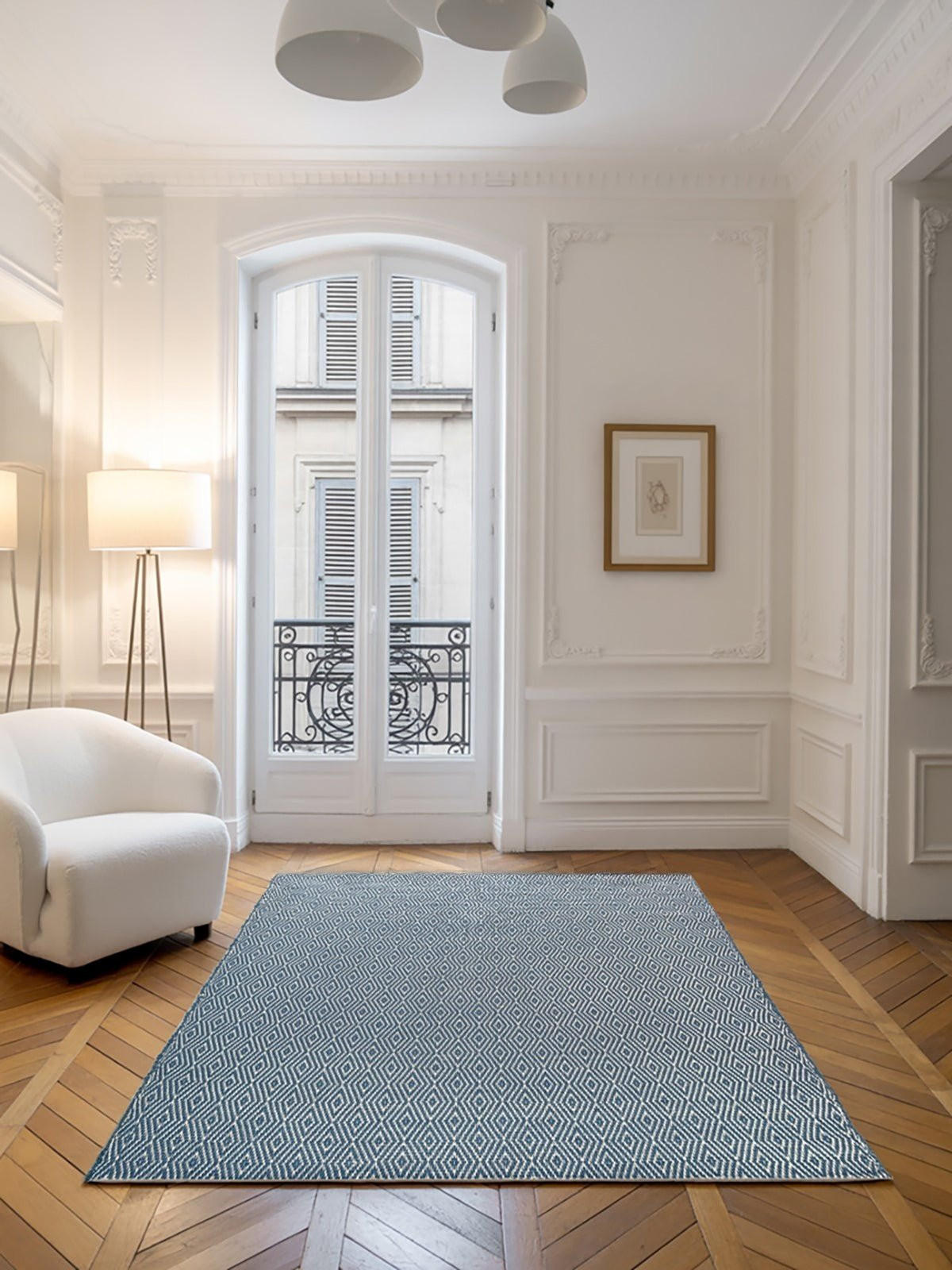 TEPPICH aus recycelten Fasern handgewebt blau - Blau, Naturmaterialien (160/230cm) - AFK Living