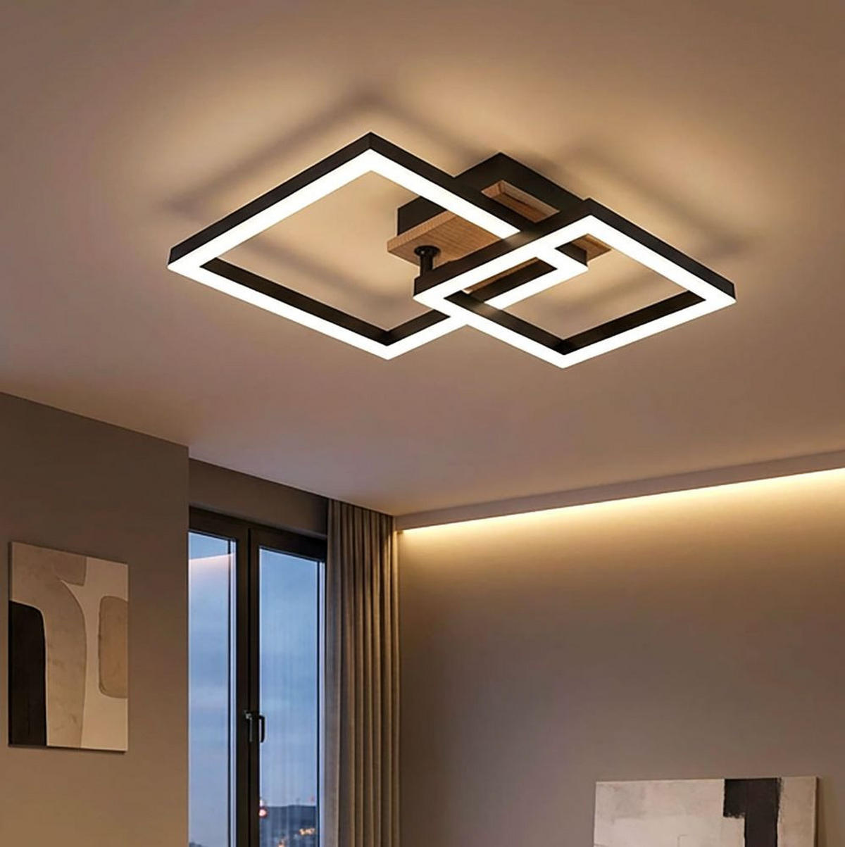 LED DECKENLEUCHTE Metall Schwarz - Schwarz, Metall (42/31/7.5cm) - Globo Lighting