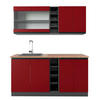 SINGLEKÜCHE R-Line Rot/Anthrazit 160 cm, AP Eiche - Anthrazit/Rot, Holzwerkstoff (160/81.6/60cm) - Vicco