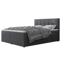 BOXBETT RENZO 200/200 cm mit Matratze und Topper, Dunkelgrau - Dunkelgrau, Holzwerkstoff/Textil (200/200cm) - Idohome