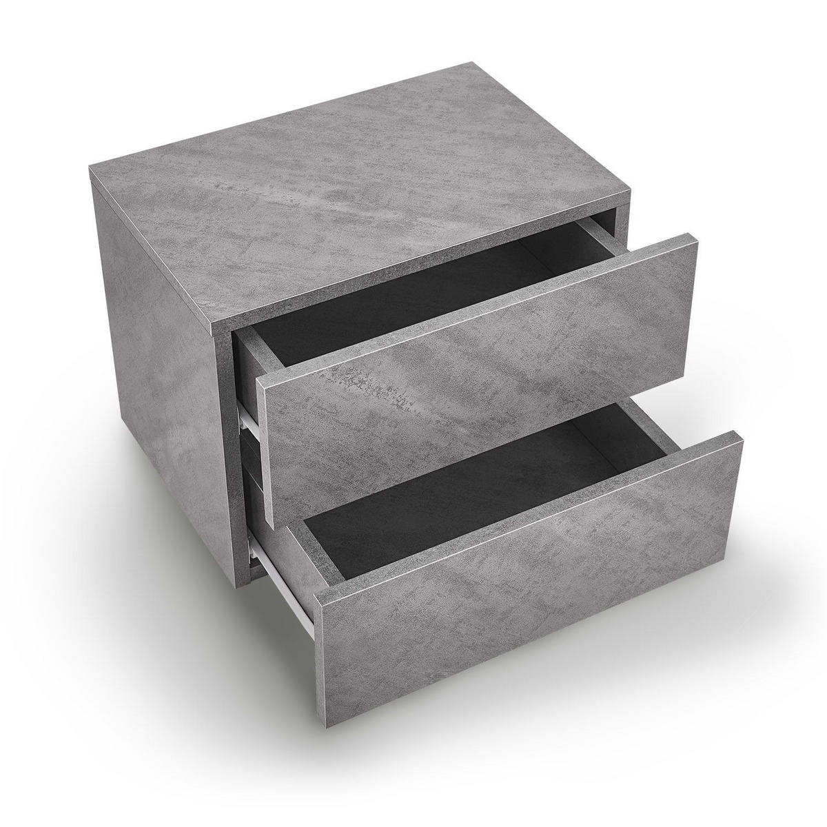 WANDSCHRANK Nachttisch mit 2 Schubladen Betonoptik 40x29x30 cm - Grau, Holz (40/30/29cm) - Juskys