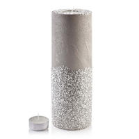 TEELICHTHALTER Diamond Grau 12/12/36 cm Naturmaterial - Hellgrau, Naturmaterialien (36cm) - Mondex