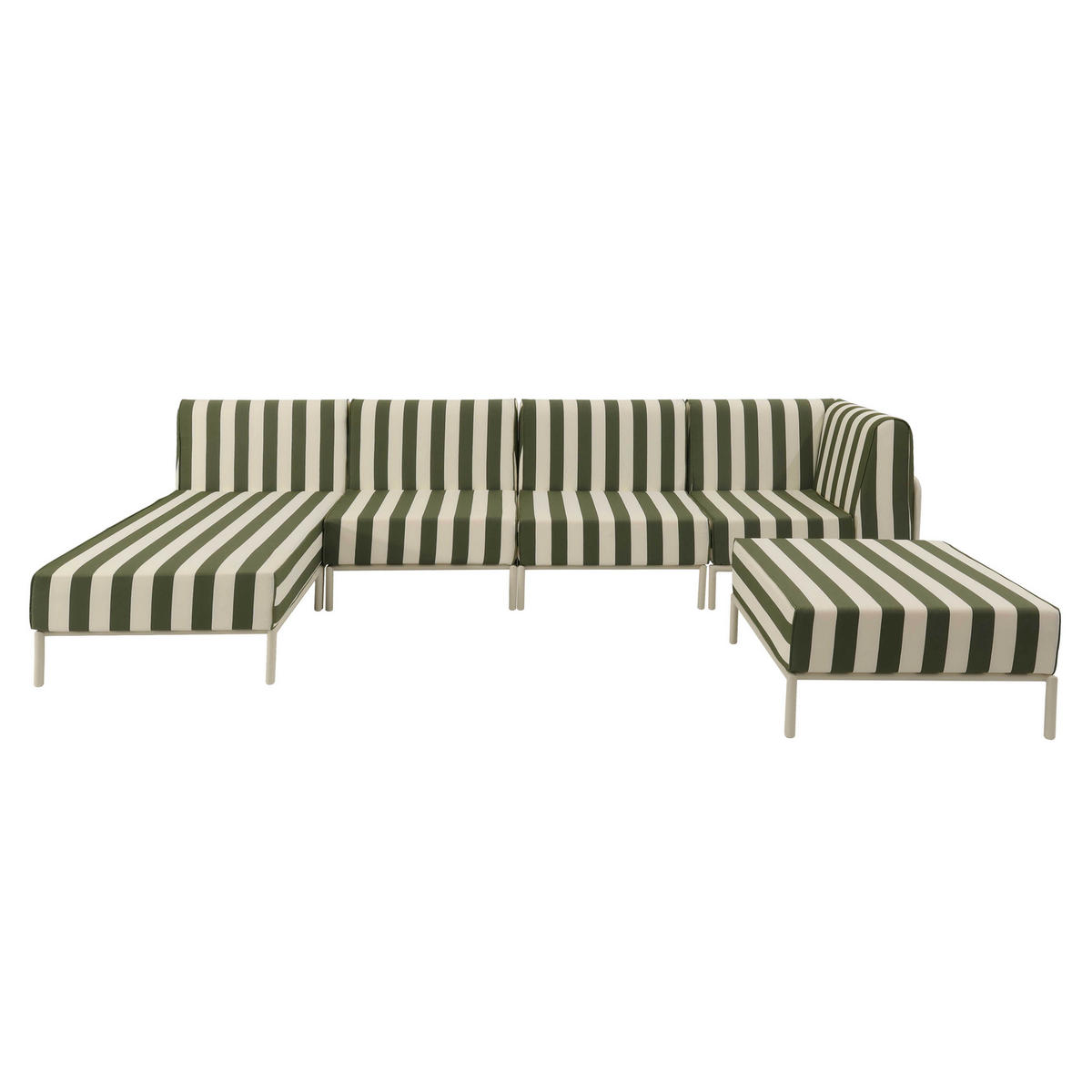 GARTENSOFA mit 5 Sitzplätzen, Khakigrün - Grün, Textil - Oviala