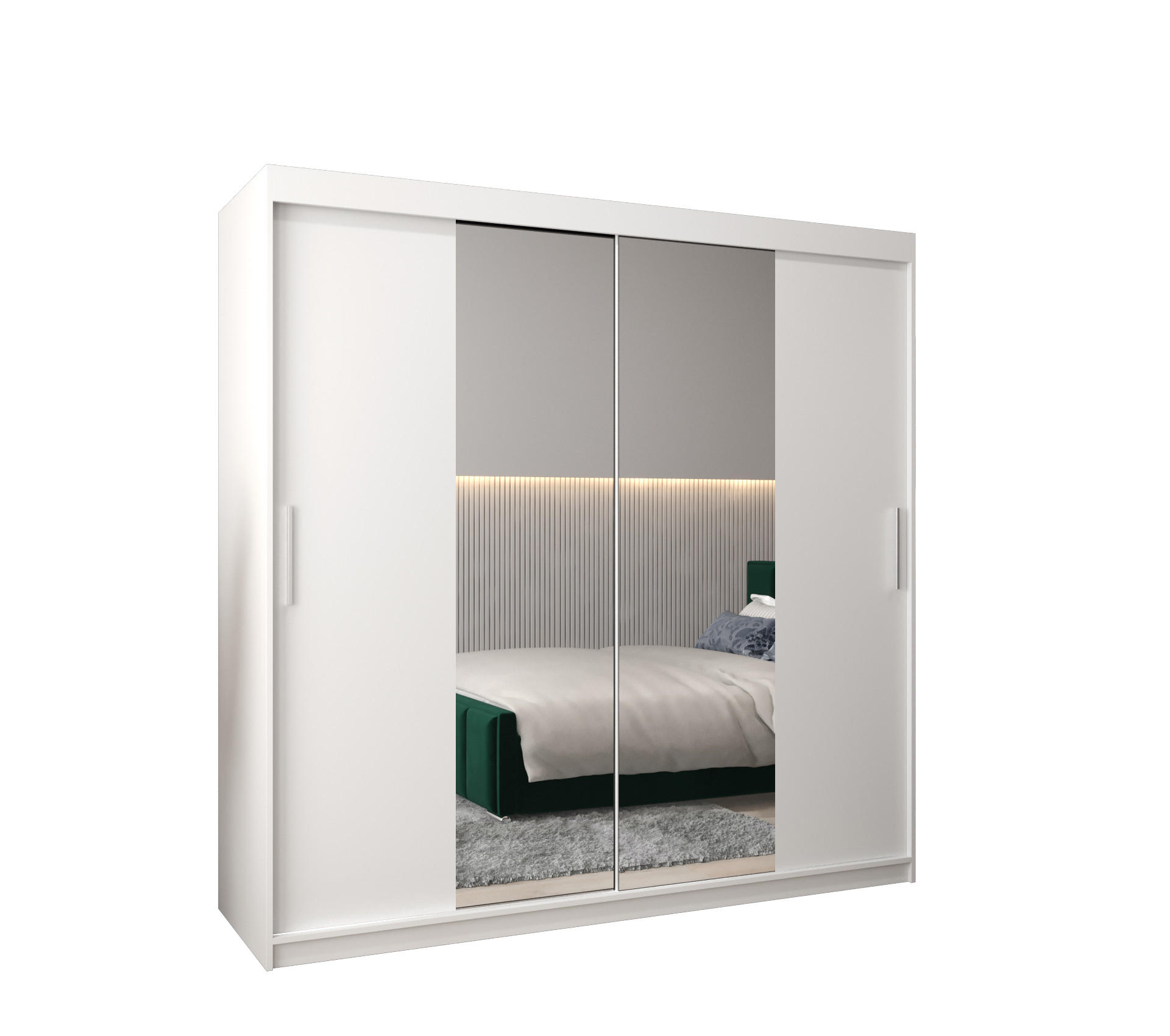 SCHWEBETÜRENSCHRANK 200/200/62 2-türig - Silberfarben/Weiß, Holz/Kunststoff (200/200/62cm) - MÖBEL KRYSPOL