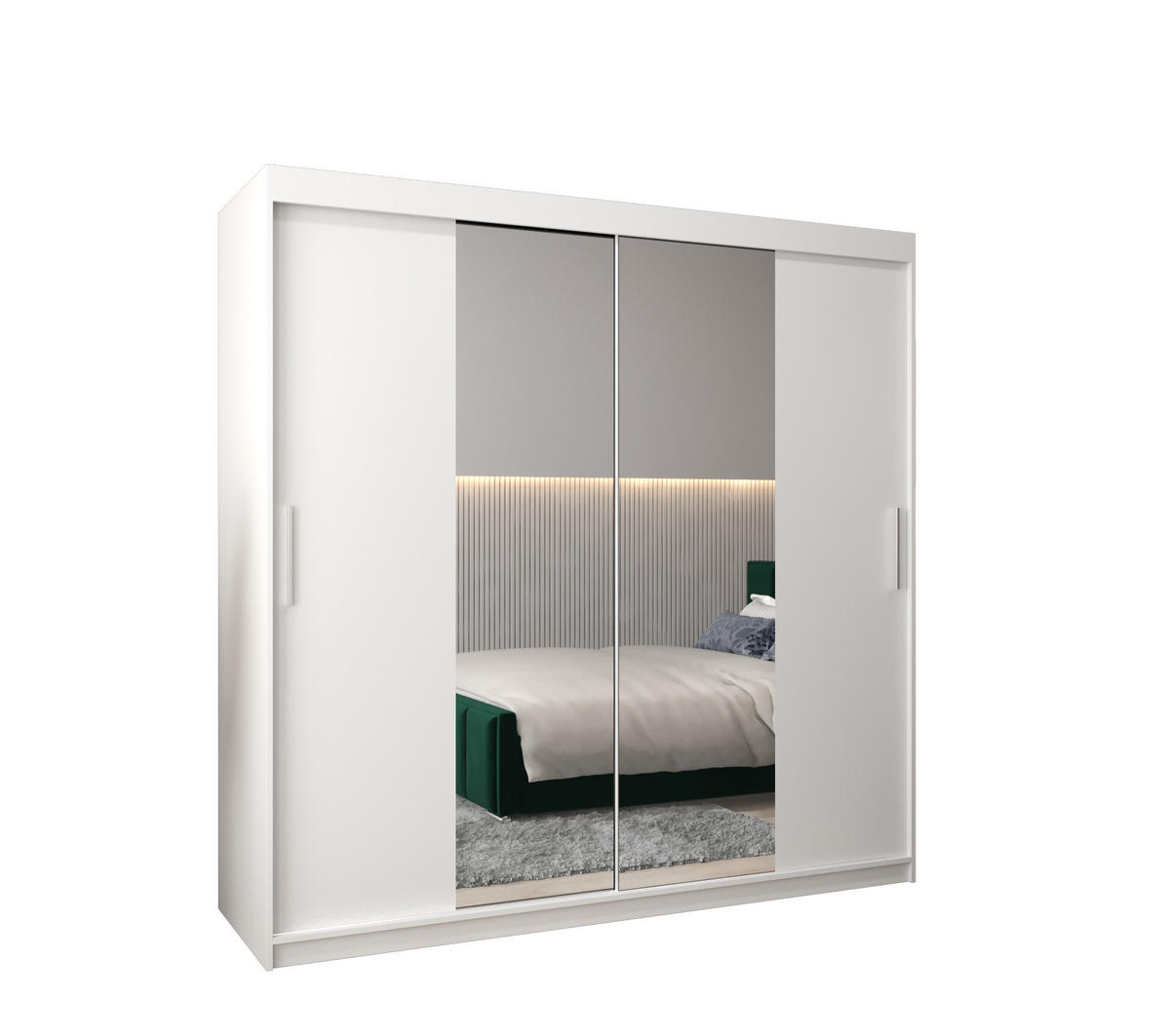 SCHWEBETÜRENSCHRANK 200/200/62 2-türig - Silberfarben/Weiß, Holz/Kunststoff (200/200/62cm) - MÖBEL KRYSPOL