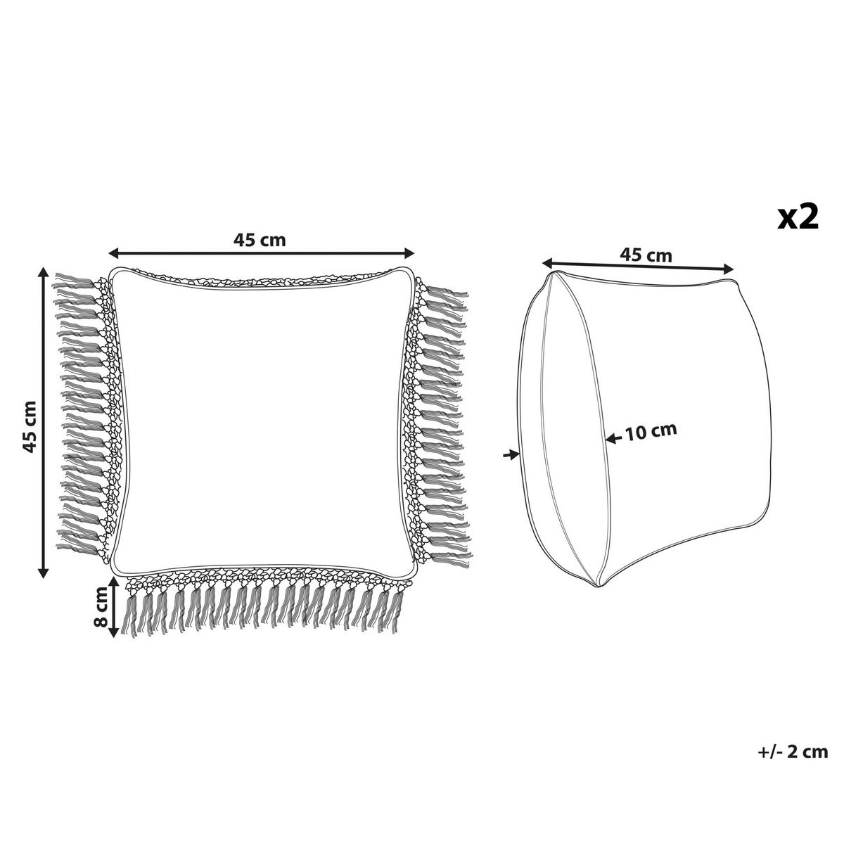 DEKOKISSEN 2er-Set Weiß 45/45 cm Pallida - Weiß, Naturmaterialen/Textil (45/45cm) - Beliani