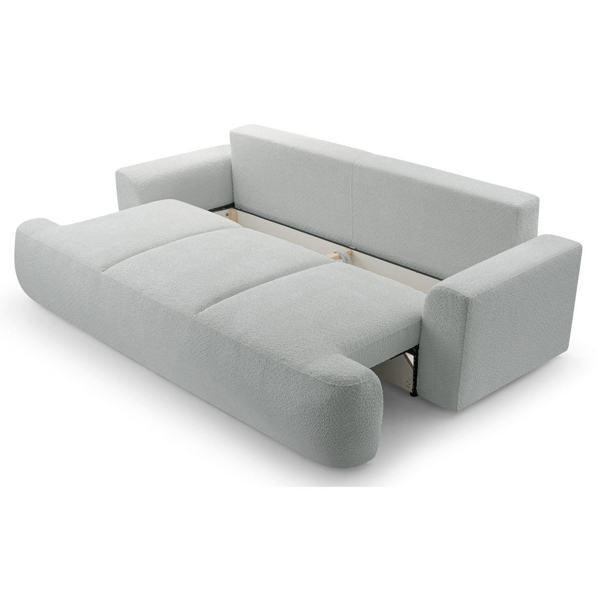 3-SITZER SOFA Barletto Grau-Beige Bouclé - Taupe/Schwarz, Holz/Textil (248/94/110cm) - Selsey