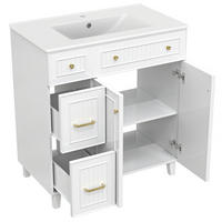WASCHTISCH mit Unterschrank 81,7 cm Weiß - Weiß, Holzwerkstoff (46.8/90/81.7cm) - Beauniv