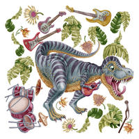 WANDAUFKLEBER 80x119cm - Musikalischer Dino - Multicolor, Kunststoff (80/119/0.1cm) - Wallfluent