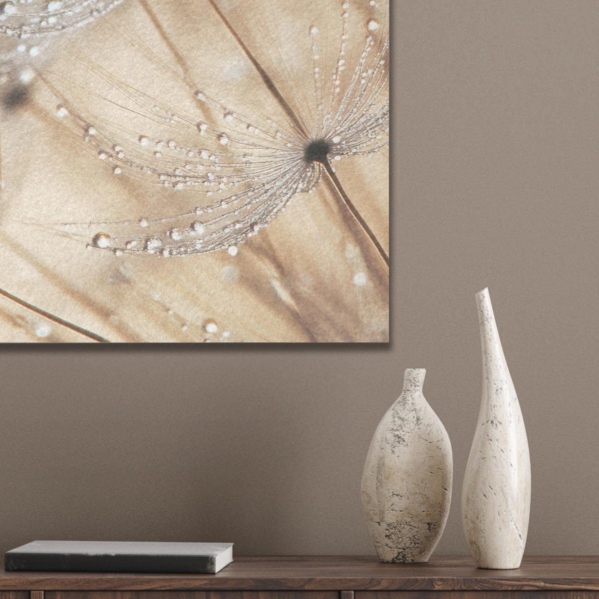 AKUSTIKBILD Löwenzahn - Abstrakt - Natur - Beige Wandbilder 60x60 cm - Braun, Kunststoff (60/60/0.9cm) - MuchoWow
