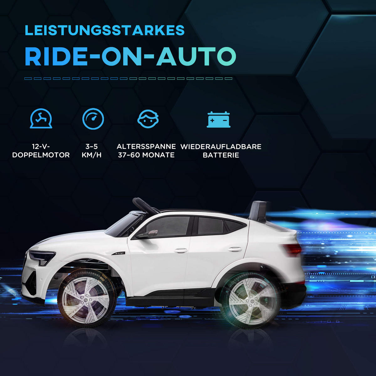 ELEKTROAUTO Melanie Weiss Kunststoff - Weiß, Kunststoff/Metall (60/108/47cm) - Jamb