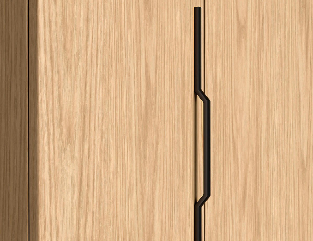FALTTÜRENSCHRANK Omodeo 200 cm breit in Bookmatch-Eiche – mit WingLine-Falttüren - Eichefarben, Holzwerkstoff (200/240/58cm) - AX Living
