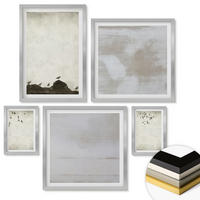 WANDBILDER 5er Set - 50x50 cm & 20x30 cm & 40x60 cm Silberner Rahmen - Textur eines Vogelschwarms - Silberfarben, Kunststoff (40/60cm) - ArtPrintCave
