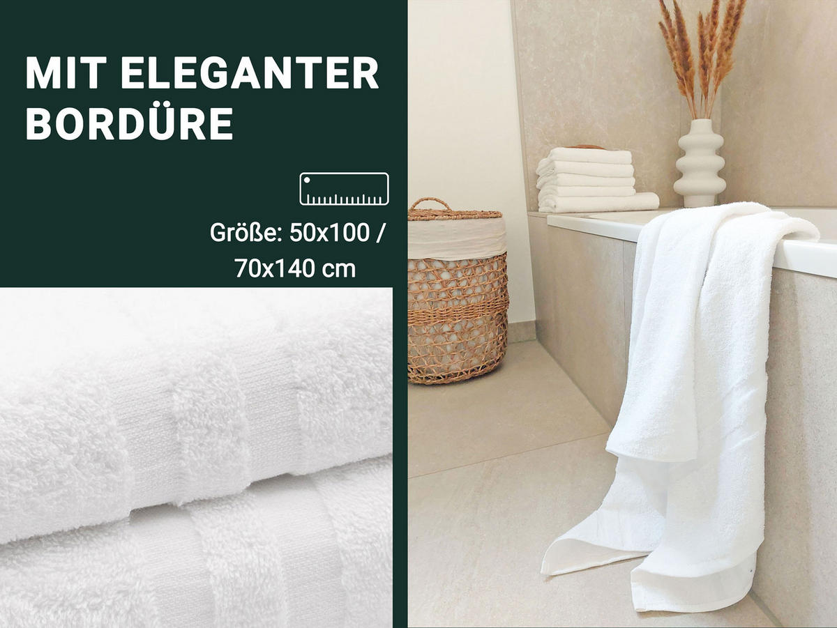 HANDTÜCHER SET, 6er-Set, 50 x 100 + 70 x 140 cm, 100% Baumwolle, Weiß - Weiß, Textil (50/100cm) - Zollner