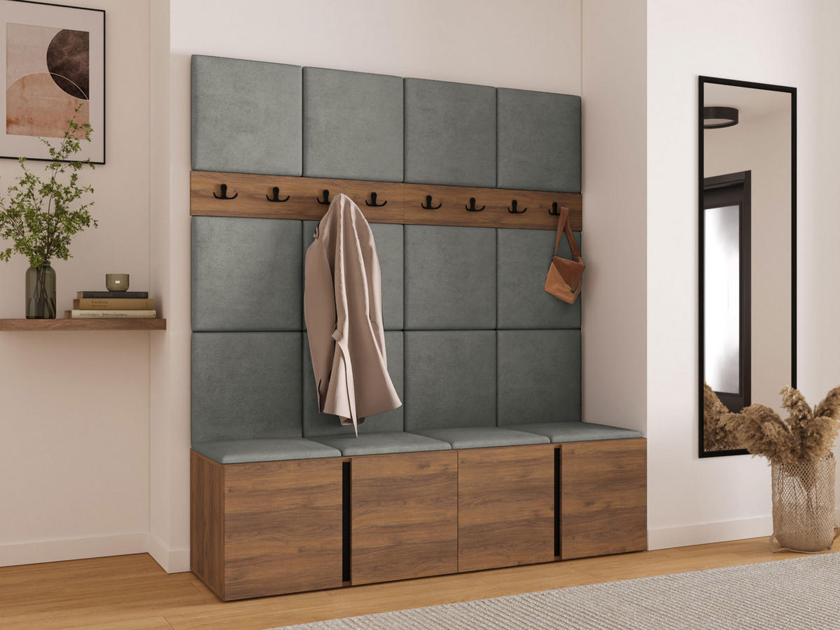 MOBILIER PENTRU HOL Orion V - culoare lemn de nuc/gri, material plastic/compozit lemnos (168/186/46cm) - MIRJAN24