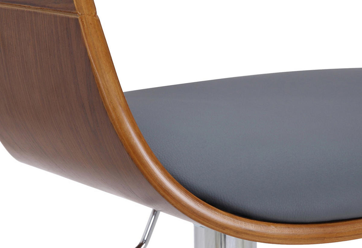 BARHOCKER Lederlook walnuss/grau - Chromfarben/Walnussfarben, Textil/Metall (50/88/48cm) - CLP