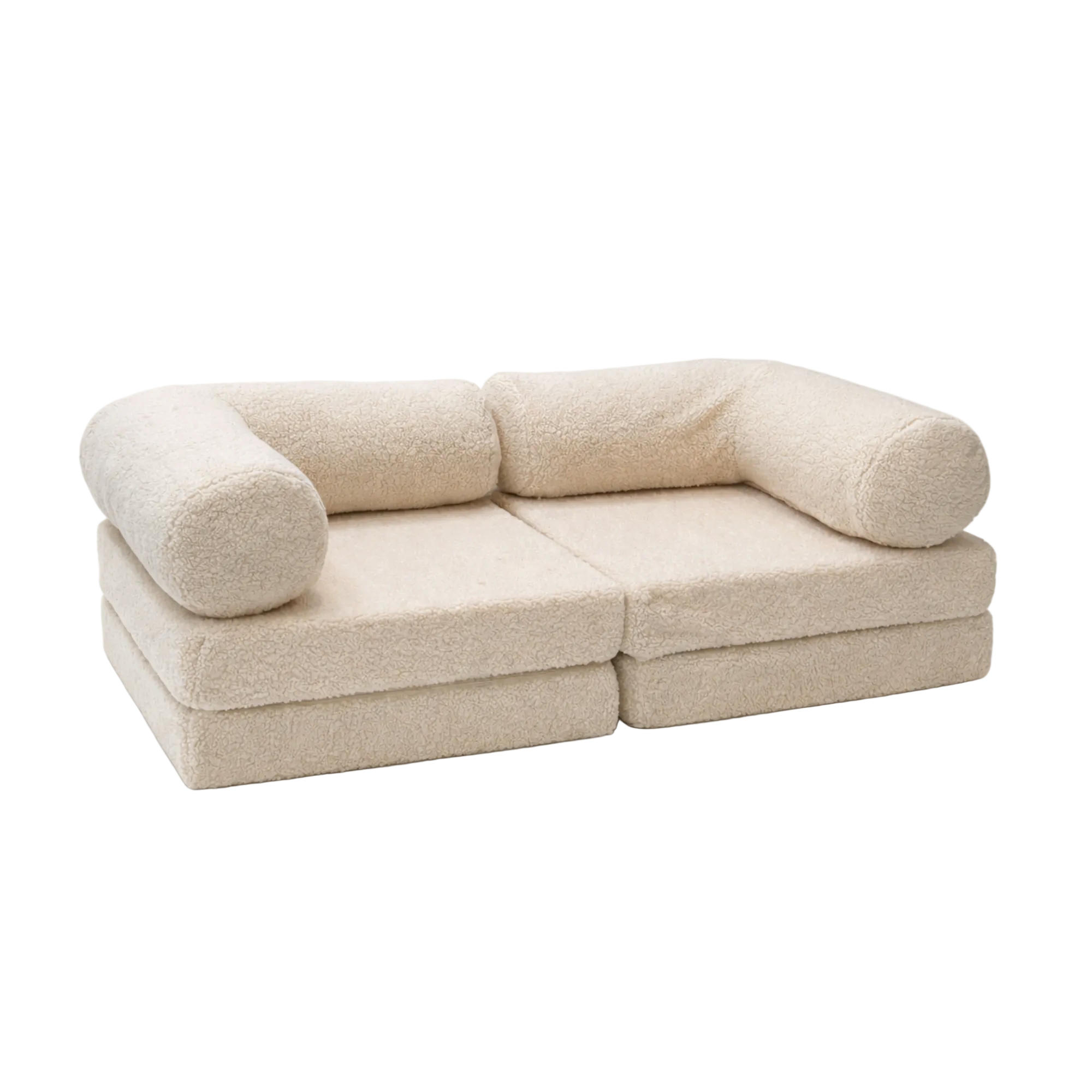 MODULARES Kindersofa aus weichem Plüschstoff - Beige, Textil (142/25/71cm) - Bees & Blooms