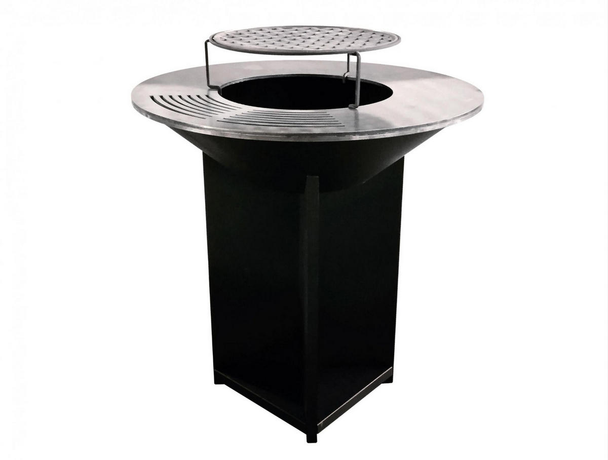 HOLZKOHLEGRILL Feuerschale Schwarz inkl. Schutzhülle - Schwarz, Metall (98/100/98cm) - Purline