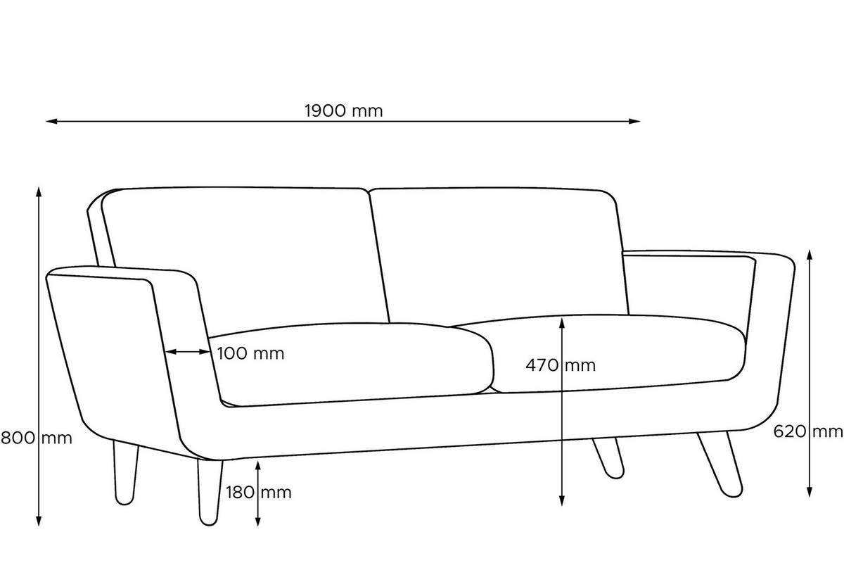 3-SITZER-SOFA TAGIO mit Armlehnen, Türkisblau - Türkis/Braun, Buchenholz/Textil (88/80/190cm) - KONSIMO®