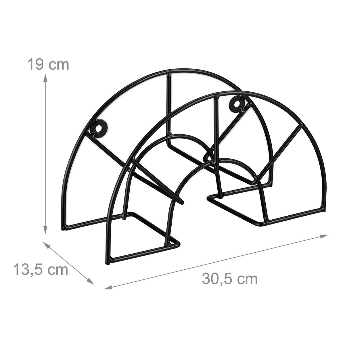 2XDRŽAČI - crna, metal (30.5/19/13.5cm) - Relaxdays
