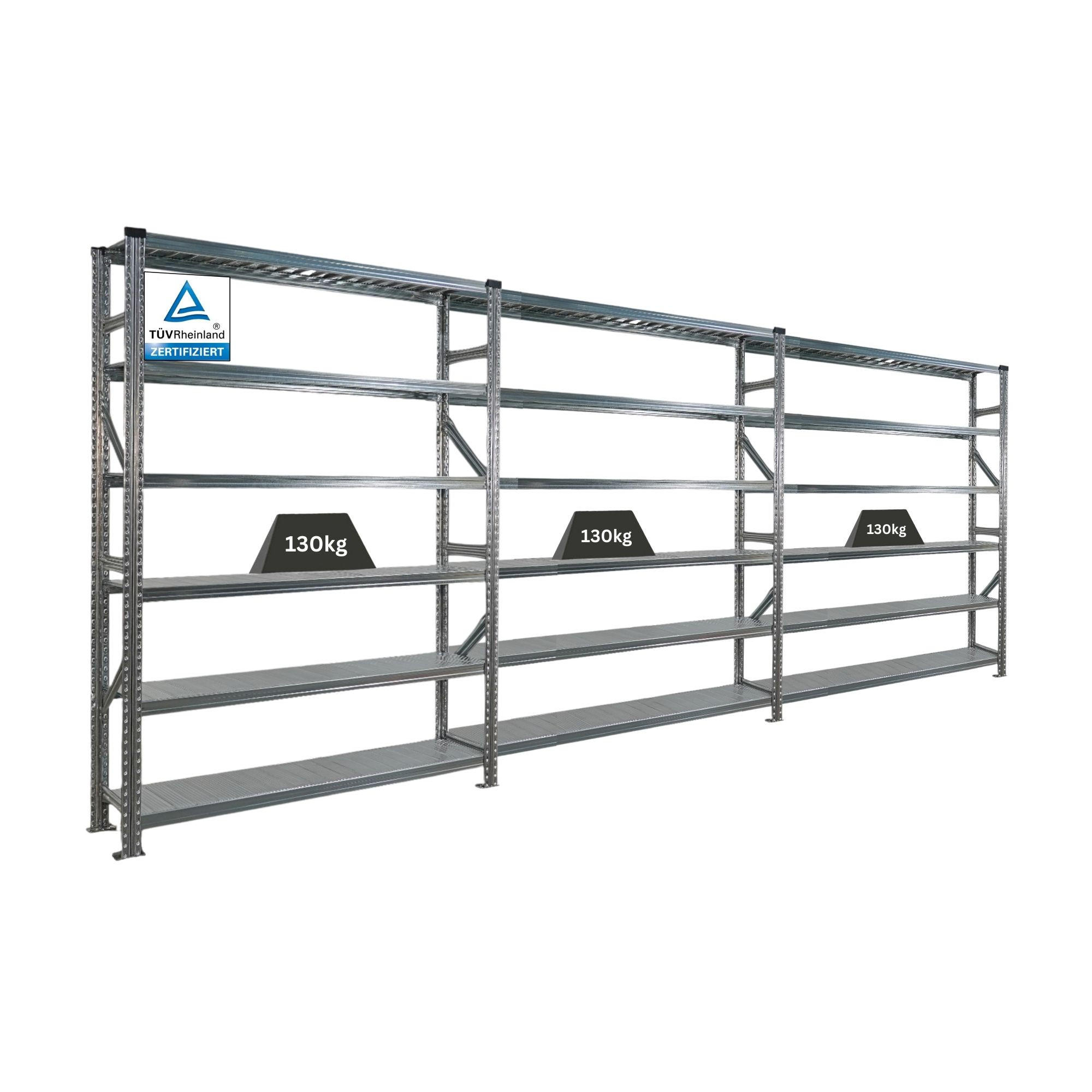 FACHBODENREGAL Proximo 210x450x40cm 6 Ebenen Beidseitig nutzbar Verzinkt - Silberfarben, Metall (450/210/40cm) - PROREGAL