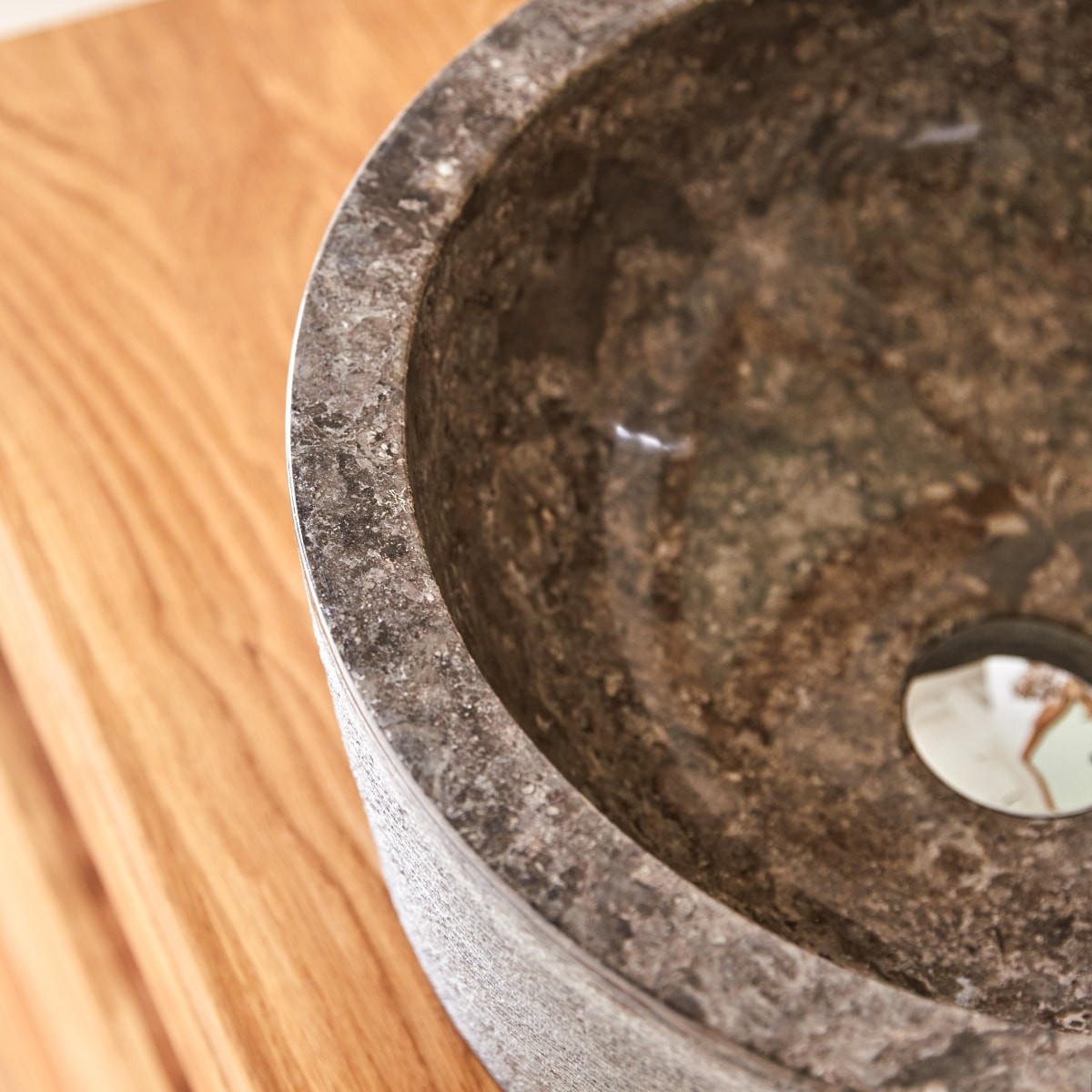 WASCHBECKEN Exo Stri Grau aus Marmor - Grau, Stein (40/15/40cm) - Tikamoon