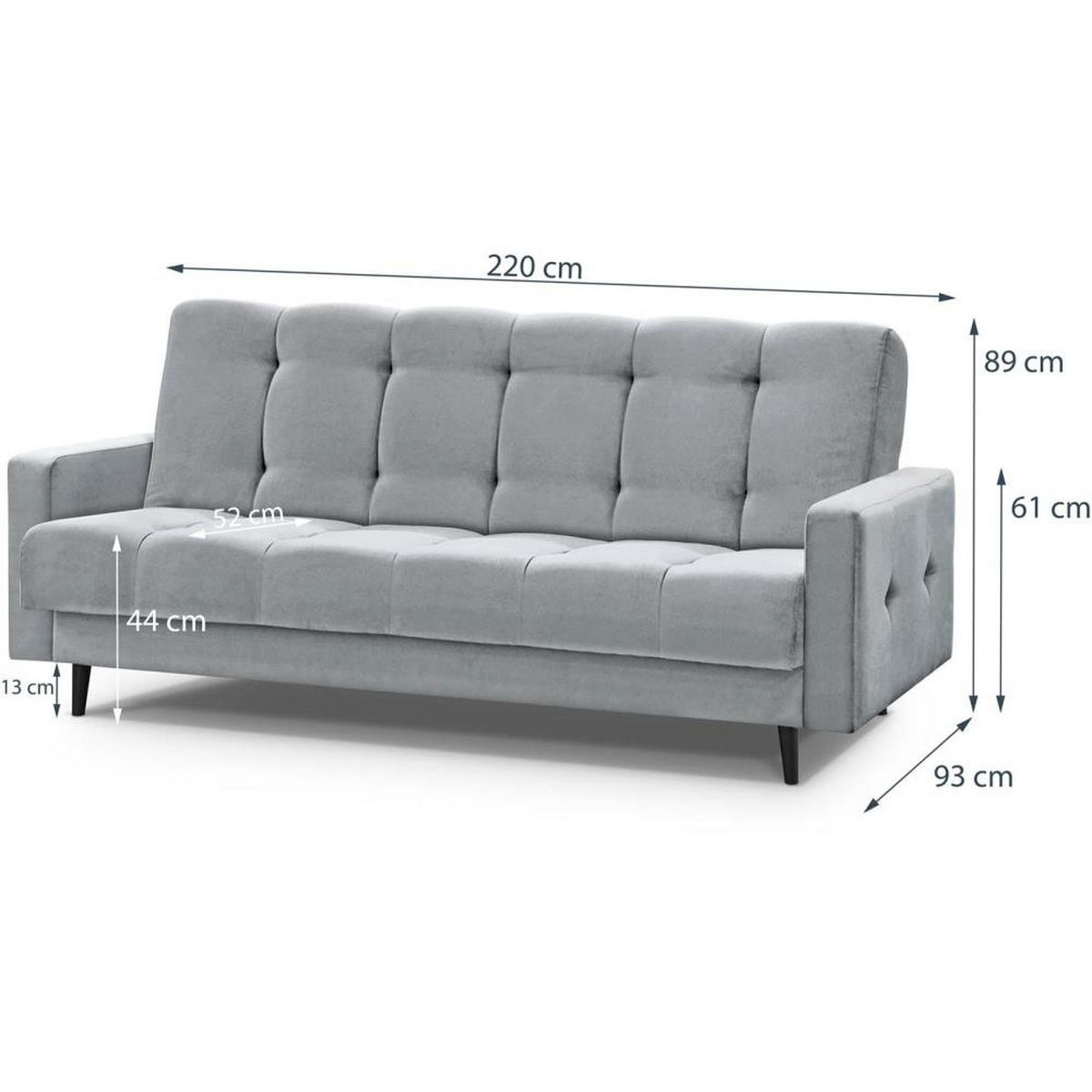3-SITZER Schlafsofa Nancy Bis hellgrau - Hellgrau, Holz/Textil (220/89/93cm) - Beautysofa