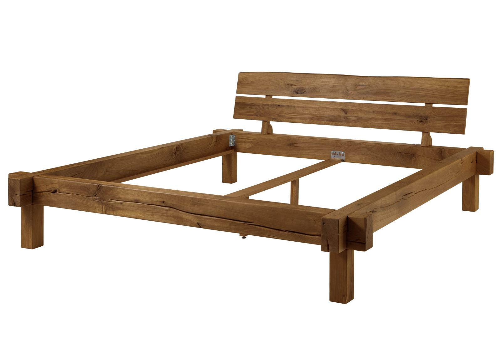 BETT Massivholz Wildeiche 200 x 200 x 85 braun BALKENMÖBEL #313 - Braun, Holz (200/200cm) - Massivmoebel24
