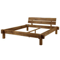 BETT Massivholz Wildeiche 180 x 200 x 85 braun BALKENMÖBEL #312 - Braun, Holz (180/200cm) - Massivmoebel24