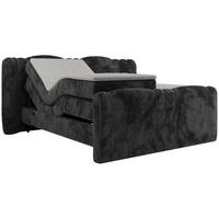 BOXBETT FORTINA 140/200 - Dunkelgrau Plüsch - H4 - Dunkelgrau, Holz/Textil (140/200cm) - MKS