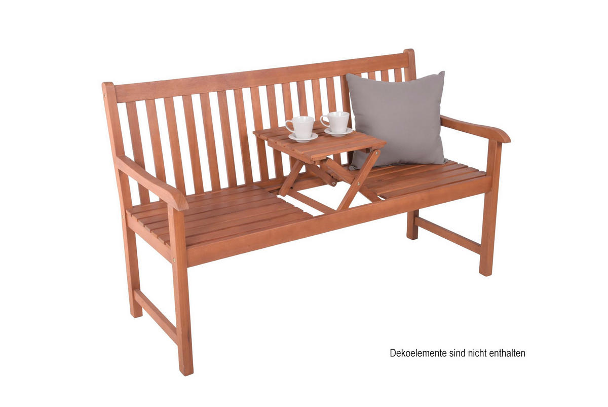 GARTENBANK Turin hochklappbarer Tisch Terrassenbank - Braun, Holz (142/89/65cm) - DELUKE