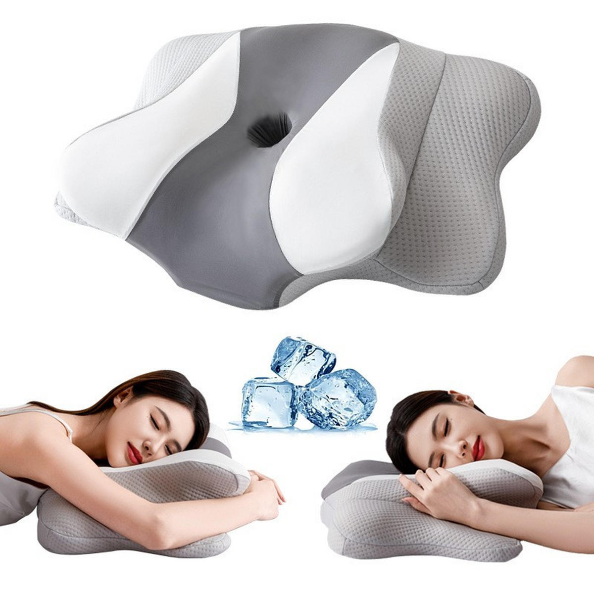 NACKENKISSEN ，Ergonomisches , 60x40x14cm - Grau, Textil (60/40cm)
