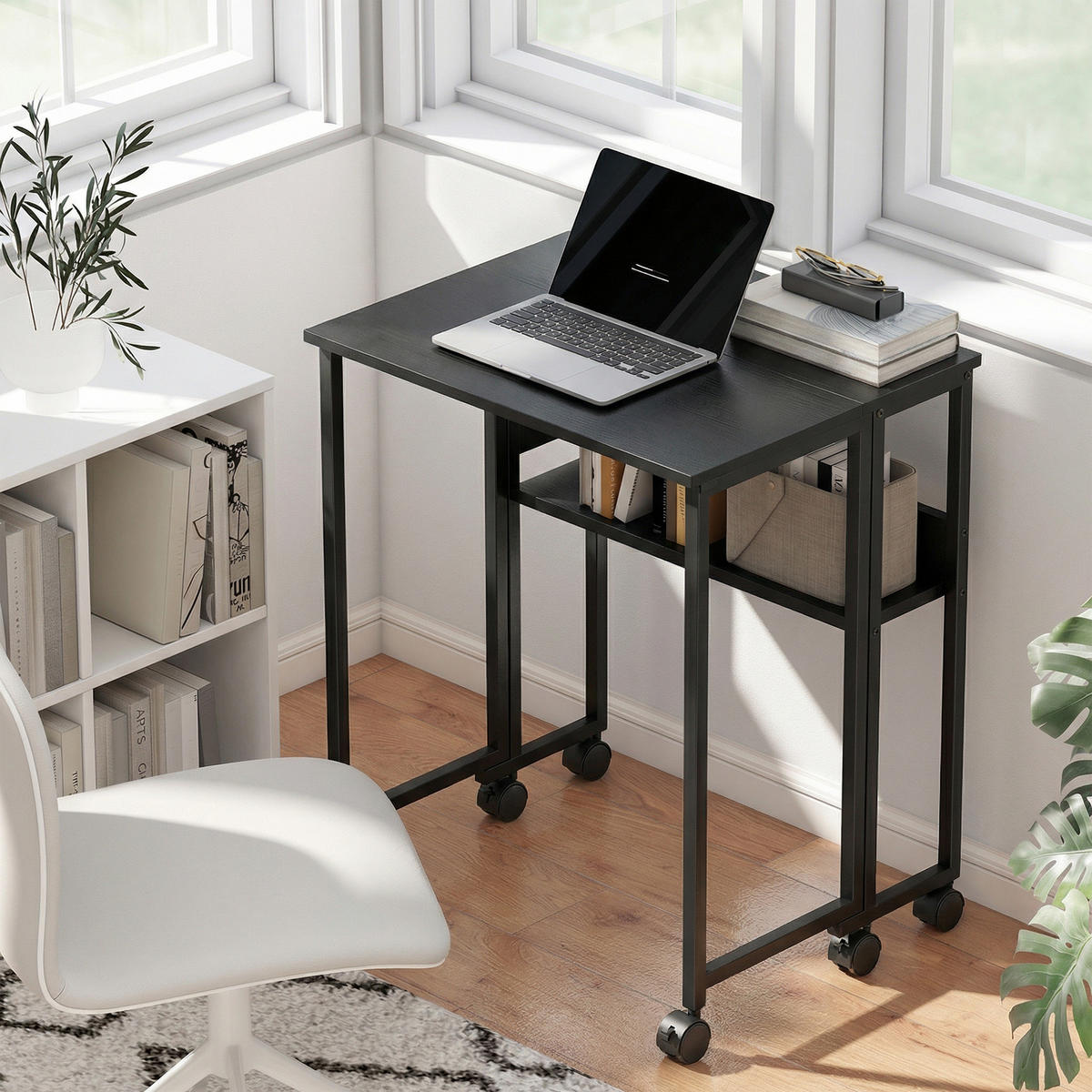 KLAPPBARER-SCHREIBTISCH MDF Stahl Schwarz - Schwarz, Metall (63/50/75cm) - HOMCOM