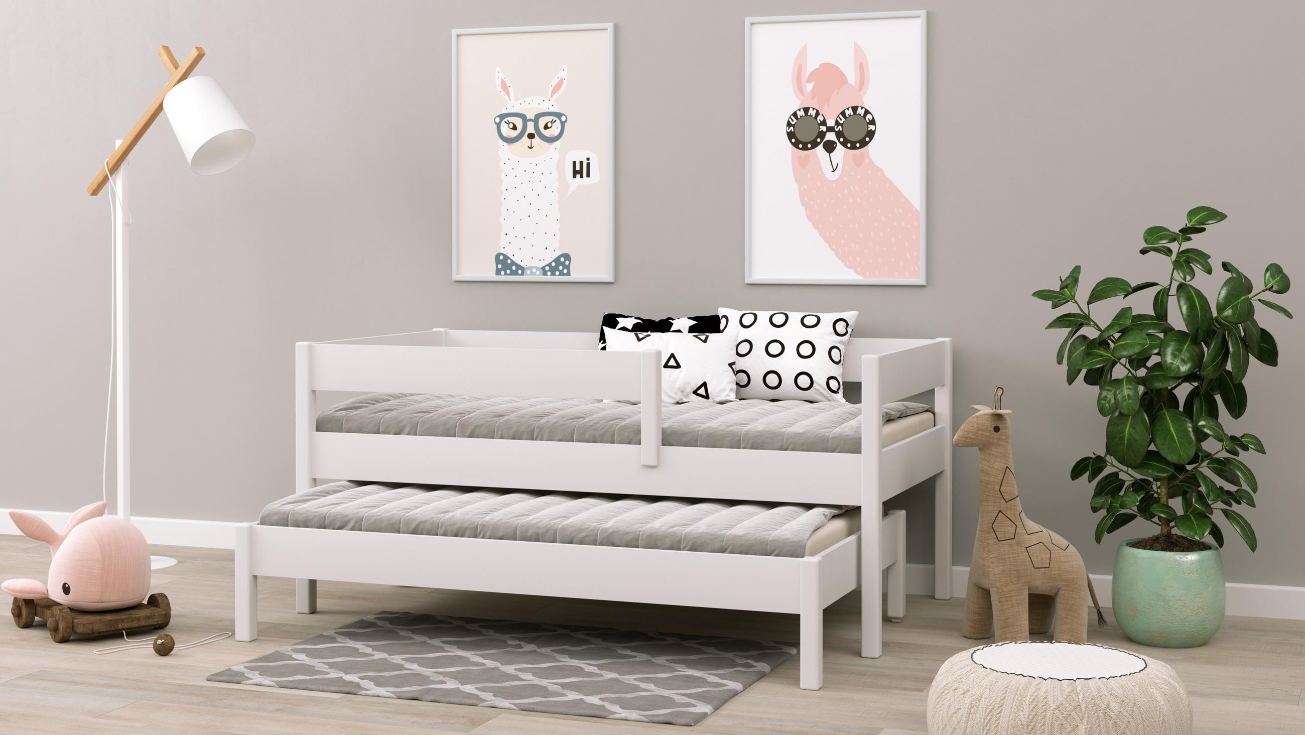 AUSZIEHBETT Junior 180x90 weiß - Weiß, Holzwerkstoff (90/180cm) - LUKDOM