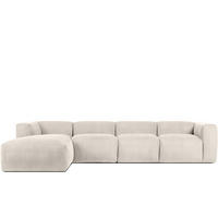 ECKMODULSOFA-LINKS BUFFO 6-Sitzer mit extrem weicher Sitzfläche, Kordstoff, cremefarbig - Creme, Textil (377/180cm) - KONSIMO®