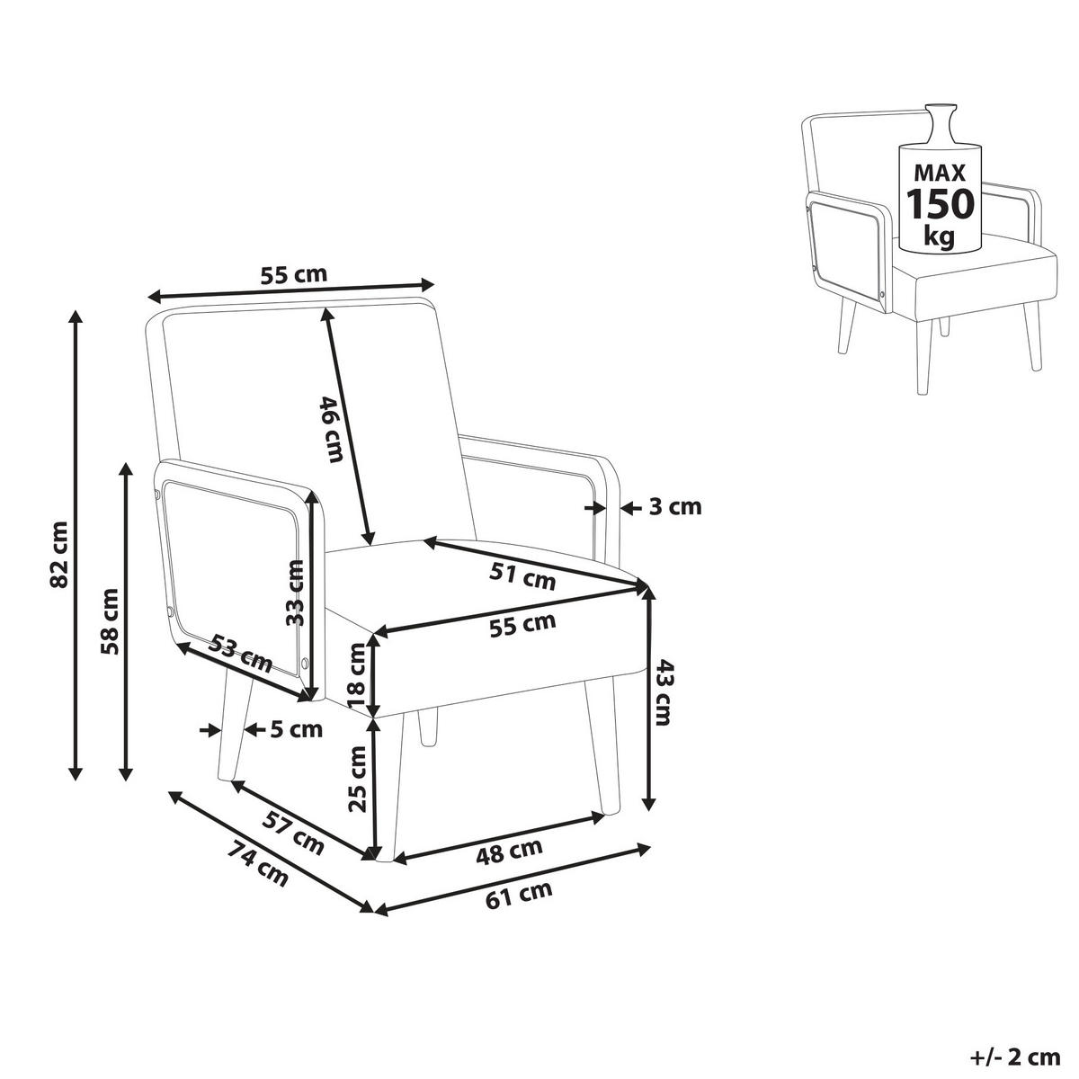 SESSEL Cremeweiß Hojby - Weiß/Braun, Textil (61/82/74cm) - Beliani