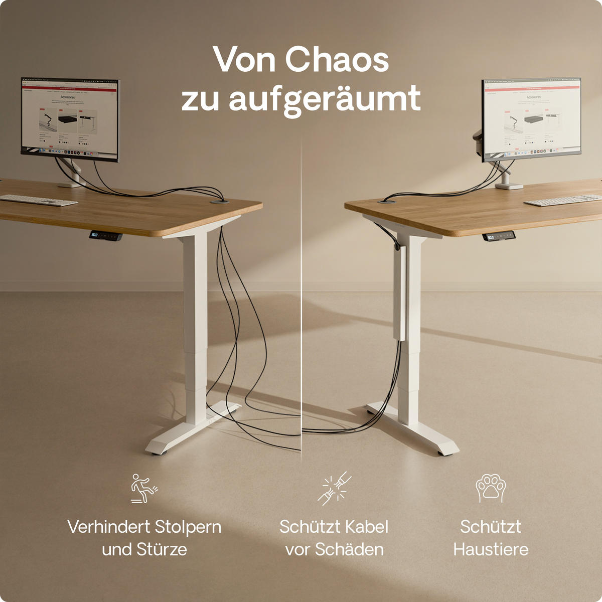 MAGNETISCHER Kabelkanal Schreibtisch Weiß, 37x5x2,5cm - Weiß, Metall (37/5/2.5cm) - Desktronic