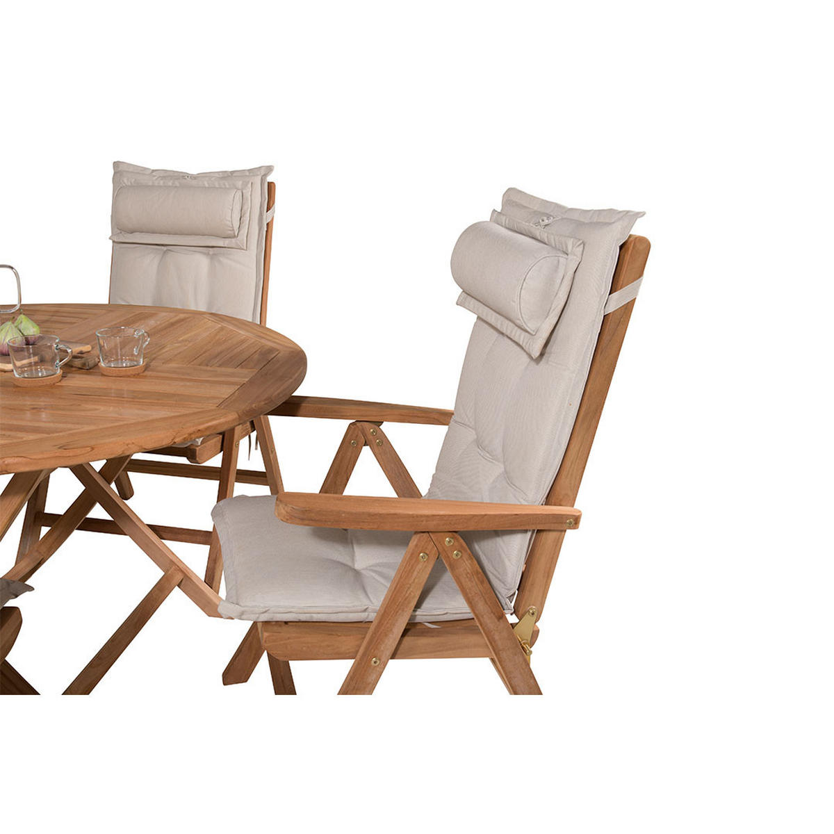 GARTENSET, Kenya, Tisch Natur, Teak., 120 x 120 x 75 cm, 5-teilig - Naturfarben, Holz - ebuy24