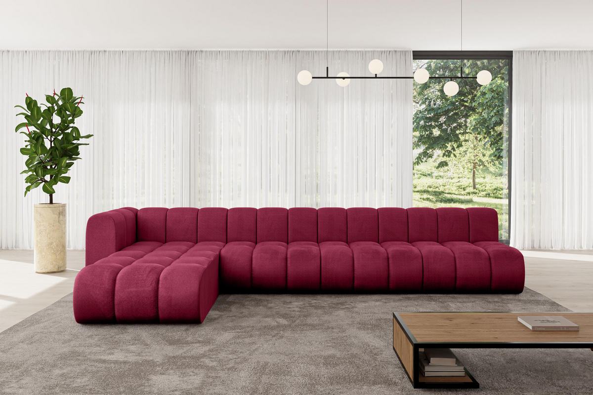 ECKSOFA modulares Sofa Darnel-L3 - 387x177x70 cm Bordeauxrot - Bordeaux, Holzwerkstoff/Textil (387/177cm) - ALTDECOR