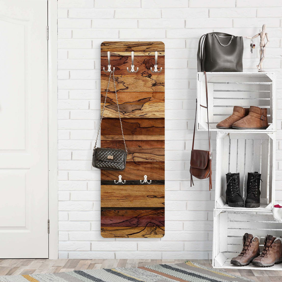 WANDGARDEROBE - Woody Flamed 34/105 cm - Braun, Holzwerkstoff (34/105/1.6cm) - Bilderwelten